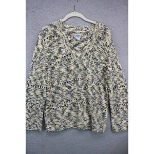 Chicos Long Sleeve Open Knit Tunic Sweater-Size 2-Oversized-Beachy-NWT